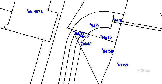 Parcela st. 94/58 v KÚ Třebeš, Katastrální mapa