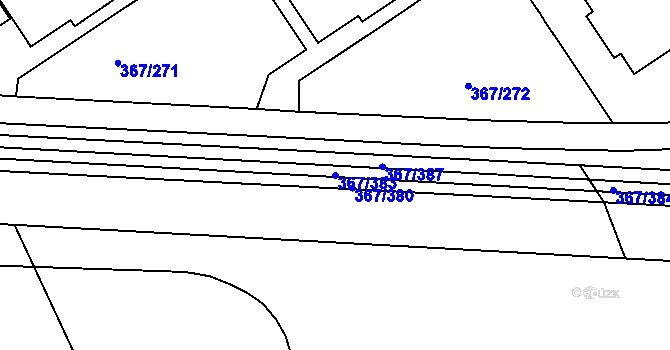 Parcela st. 367/383 v KÚ Třebeš, Katastrální mapa