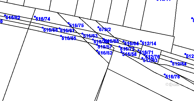 Parcela st. 516/52 v KÚ Třebeš, Katastrální mapa