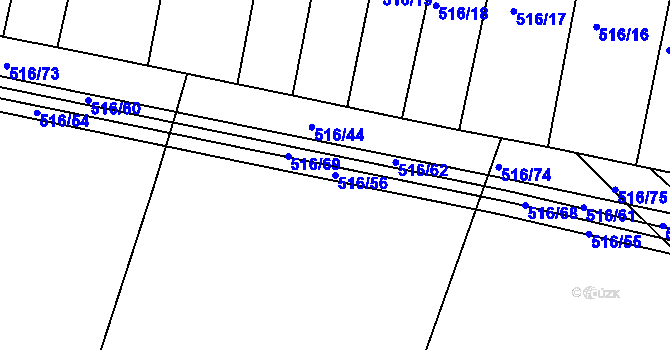 Parcela st. 516/56 v KÚ Třebeš, Katastrální mapa