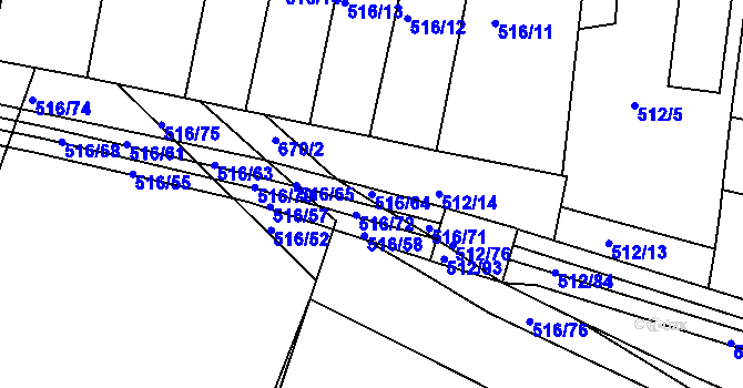 Parcela st. 516/64 v KÚ Třebeš, Katastrální mapa