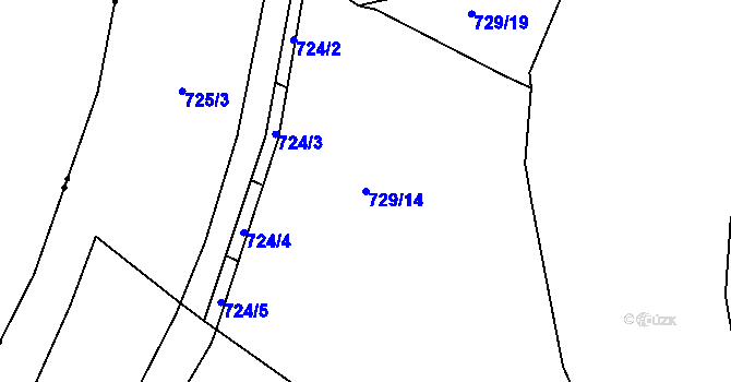 Parcela st. 729/14 v KÚ Třebeš, Katastrální mapa