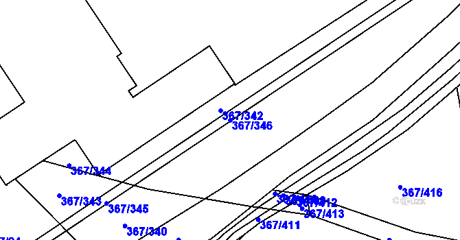 Parcela st. 367/346 v KÚ Třebeš, Katastrální mapa