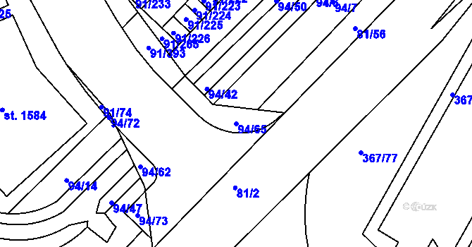 Parcela st. 94/65 v KÚ Třebeš, Katastrální mapa