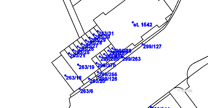 Parcela st. 299/286 v KÚ Třebeš, Katastrální mapa