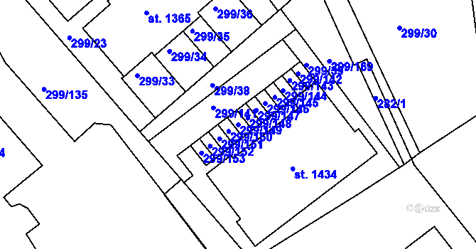 Parcela st. 299/149 v KÚ Třebeš, Katastrální mapa