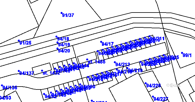 Parcela st. 94/200 v KÚ Třebeš, Katastrální mapa