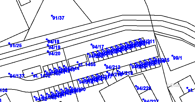 Parcela st. 94/202 v KÚ Třebeš, Katastrální mapa