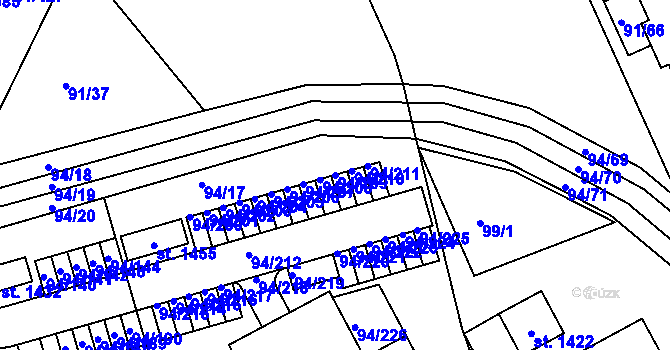Parcela st. 94/209 v KÚ Třebeš, Katastrální mapa