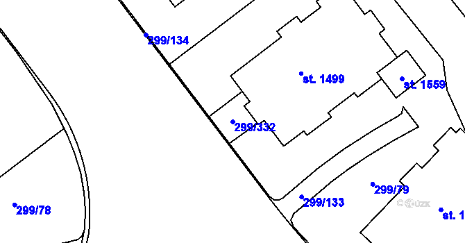 Parcela st. 299/332 v KÚ Třebeš, Katastrální mapa