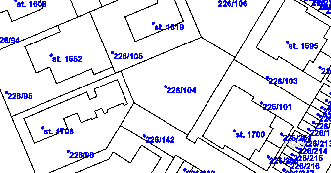 Parcela st. 226/104 v KÚ Třebeš, Katastrální mapa