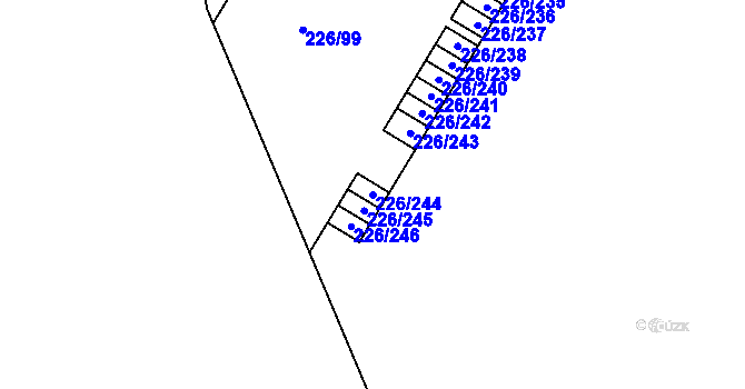 Parcela st. 226/244 v KÚ Třebeš, Katastrální mapa