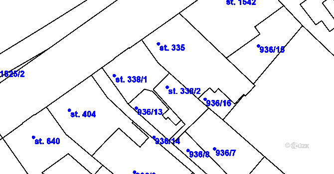 Parcela st. 338/2 v KÚ Pražské Předměstí, Katastrální mapa