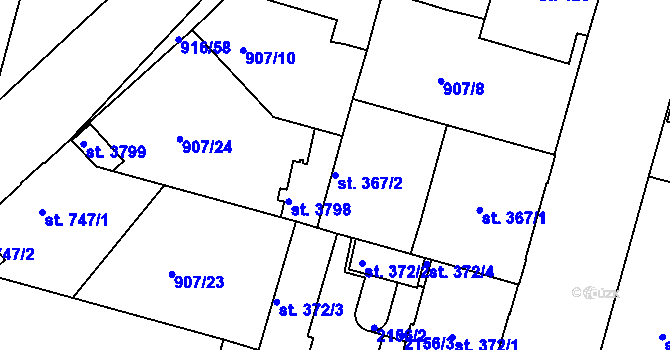 Parcela st. 367/2 v KÚ Pražské Předměstí, Katastrální mapa