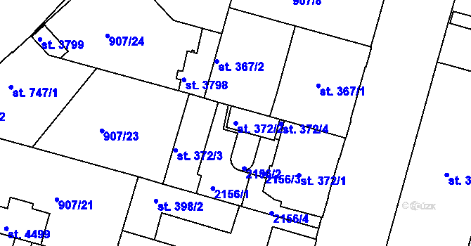 Parcela st. 372/2 v KÚ Pražské Předměstí, Katastrální mapa
