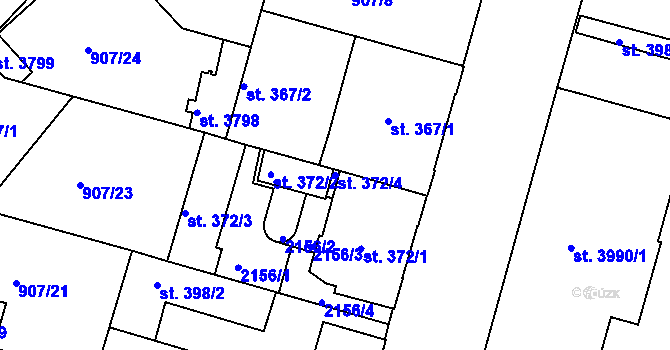 Parcela st. 372/4 v KÚ Pražské Předměstí, Katastrální mapa