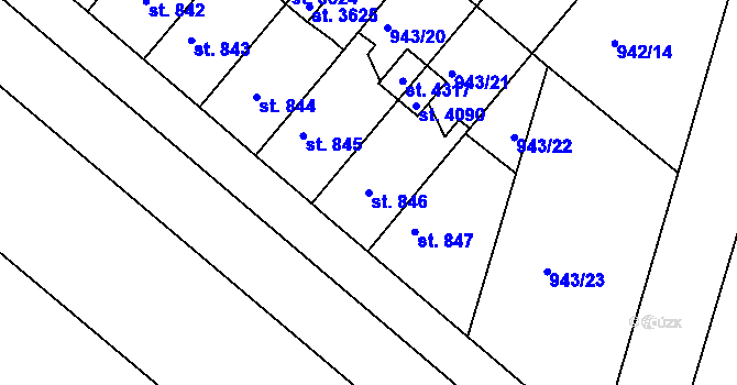 Parcela st. 846 v KÚ Pražské Předměstí, Katastrální mapa