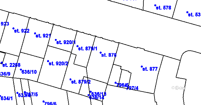 Parcela st. 878 v KÚ Pražské Předměstí, Katastrální mapa