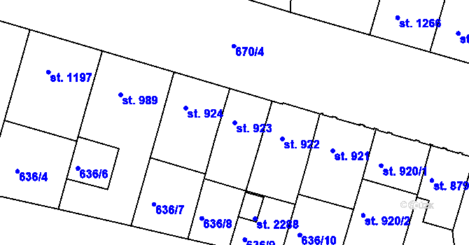 Parcela st. 923 v KÚ Pražské Předměstí, Katastrální mapa