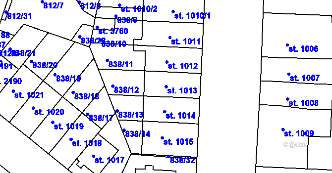 Parcela st. 1013 v KÚ Pražské Předměstí, Katastrální mapa