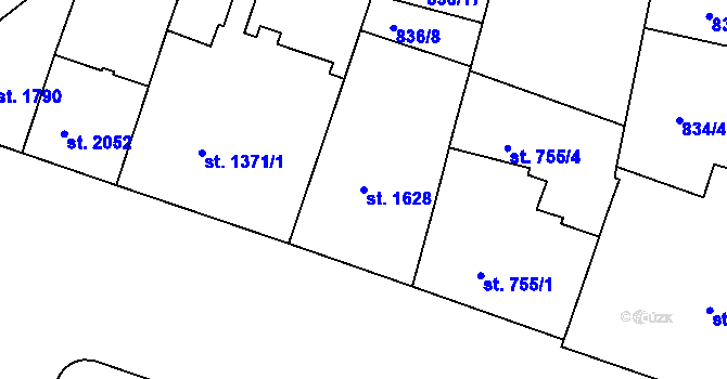 Parcela st. 1628 v KÚ Pražské Předměstí, Katastrální mapa