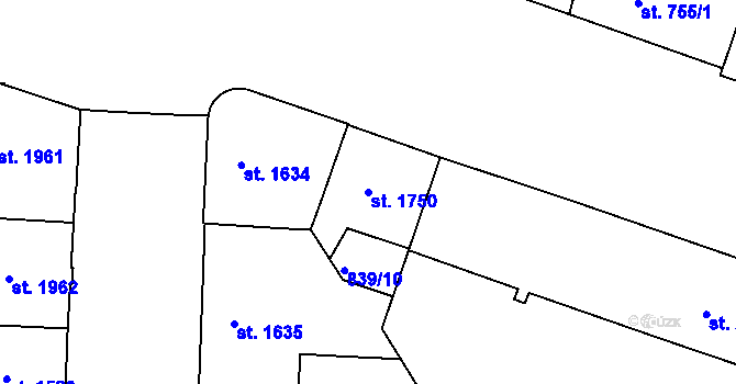 Parcela st. 1750 v KÚ Pražské Předměstí, Katastrální mapa