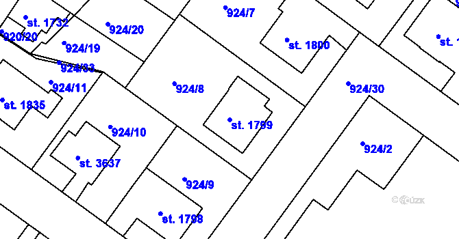 Parcela st. 1799 v KÚ Pražské Předměstí, Katastrální mapa