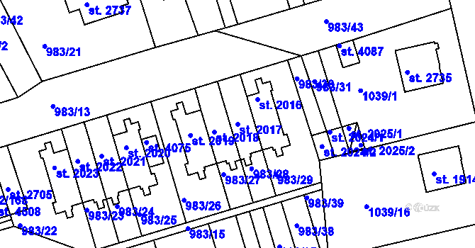 Parcela st. 2017 v KÚ Pražské Předměstí, Katastrální mapa
