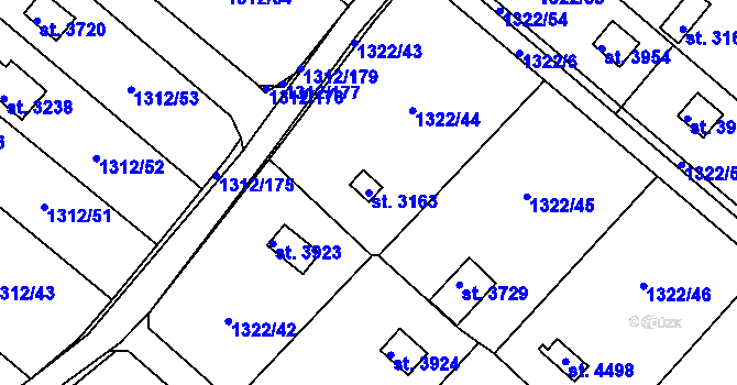 Parcela st. 3163 v KÚ Pražské Předměstí, Katastrální mapa