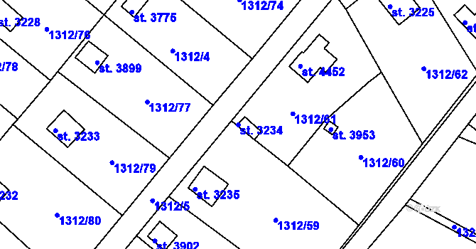 Parcela st. 3234 v KÚ Pražské Předměstí, Katastrální mapa