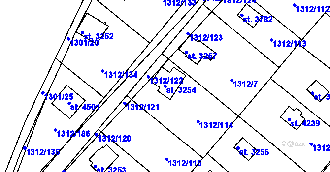Parcela st. 3254 v KÚ Pražské Předměstí, Katastrální mapa