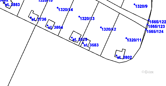 Parcela st. 3583 v KÚ Pražské Předměstí, Katastrální mapa