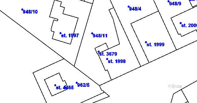 Parcela st. 3679 v KÚ Pražské Předměstí, Katastrální mapa