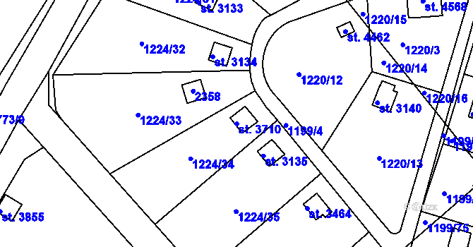 Parcela st. 3710 v KÚ Pražské Předměstí, Katastrální mapa