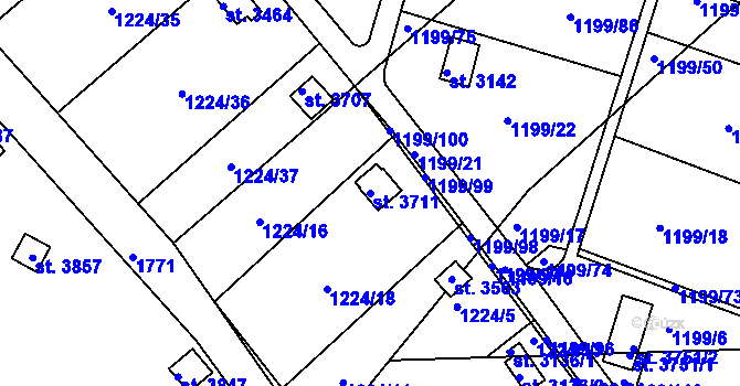 Parcela st. 3711 v KÚ Pražské Předměstí, Katastrální mapa
