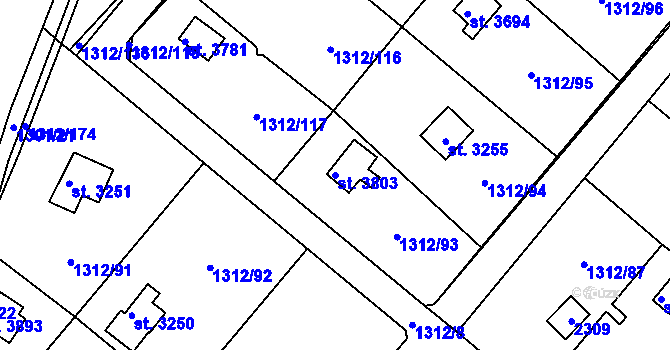 Parcela st. 3803 v KÚ Pražské Předměstí, Katastrální mapa