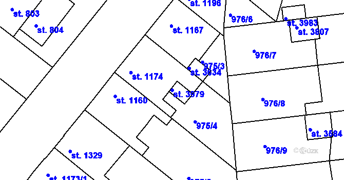 Parcela st. 3979 v KÚ Pražské Předměstí, Katastrální mapa