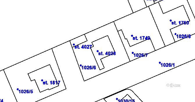 Parcela st. 4028 v KÚ Pražské Předměstí, Katastrální mapa
