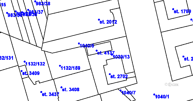 Parcela st. 4137 v KÚ Pražské Předměstí, Katastrální mapa