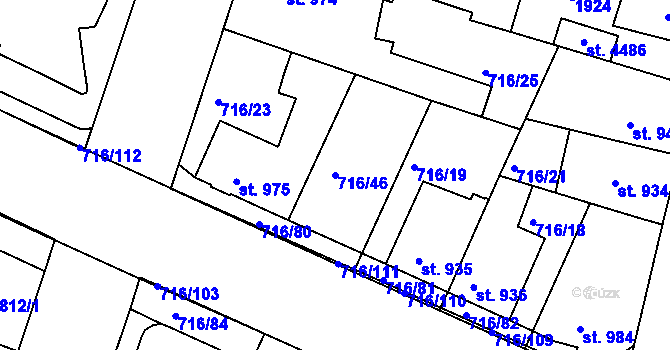 Parcela st. 716/46 v KÚ Pražské Předměstí, Katastrální mapa