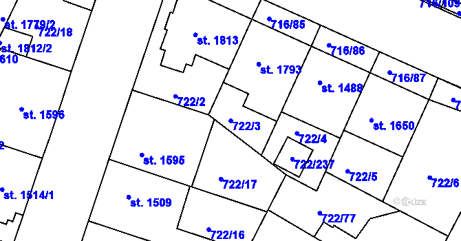 Parcela st. 722/3 v KÚ Pražské Předměstí, Katastrální mapa