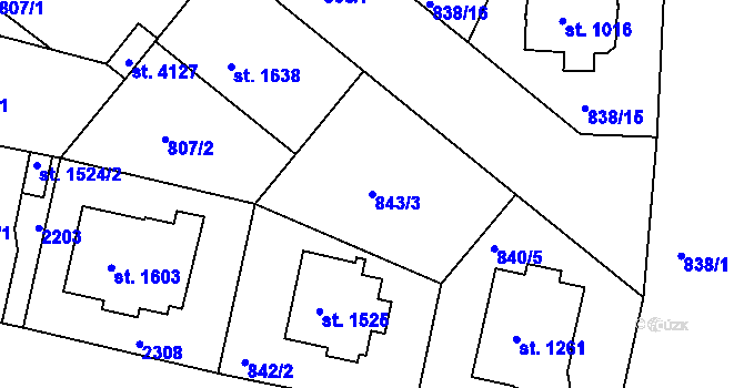 Parcela st. 843/3 v KÚ Pražské Předměstí, Katastrální mapa