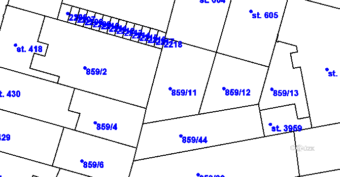 Parcela st. 859/11 v KÚ Pražské Předměstí, Katastrální mapa