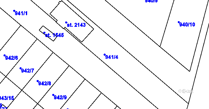Parcela st. 941/4 v KÚ Pražské Předměstí, Katastrální mapa