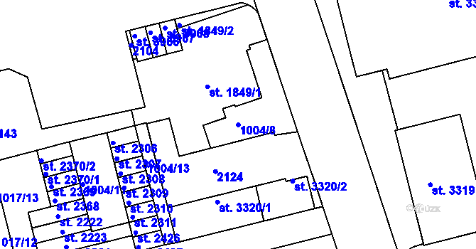 Parcela st. 1004/8 v KÚ Pražské Předměstí, Katastrální mapa