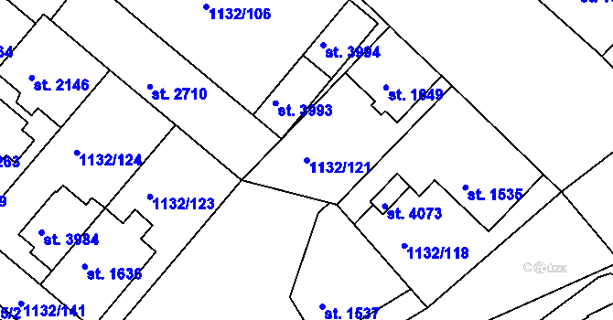 Parcela st. 1132/121 v KÚ Pražské Předměstí, Katastrální mapa