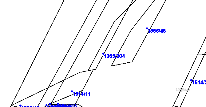 Parcela st. 1365/204 v KÚ Pražské Předměstí, Katastrální mapa