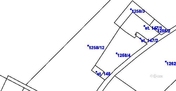 Parcela st. 1258/12 v KÚ Pražské Předměstí, Katastrální mapa