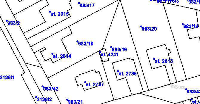 Parcela st. 4241 v KÚ Pražské Předměstí, Katastrální mapa