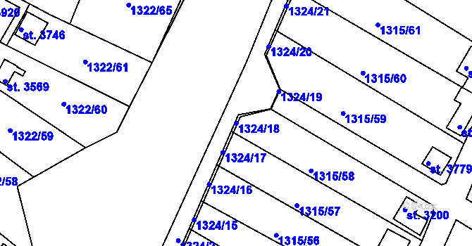 Parcela st. 1324/18 v KÚ Pražské Předměstí, Katastrální mapa